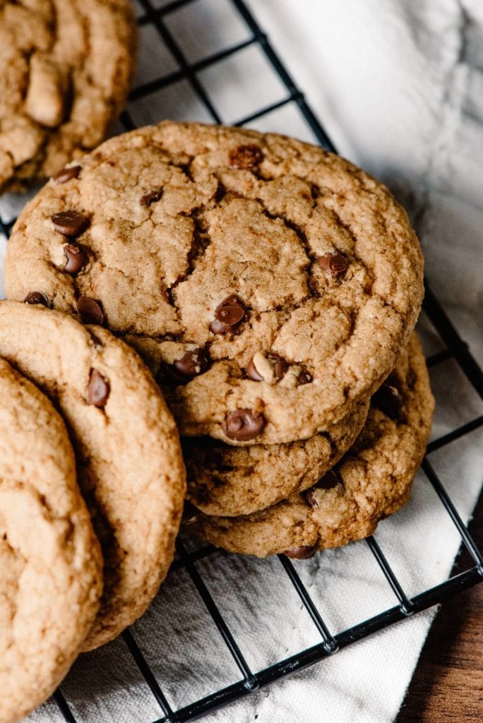 best vegan grain free chocolate chip cookies on a tray