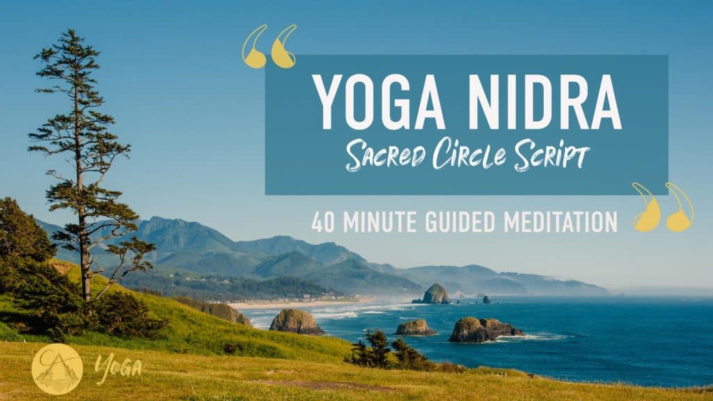 "yoga nidra scared circle script 40 minute guided meditation" view of an ocean with sea rocks and one tree