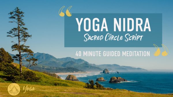 "yoga nidra scared circle script 40 minute guided meditation" view of an ocean with sea rocks and one tree