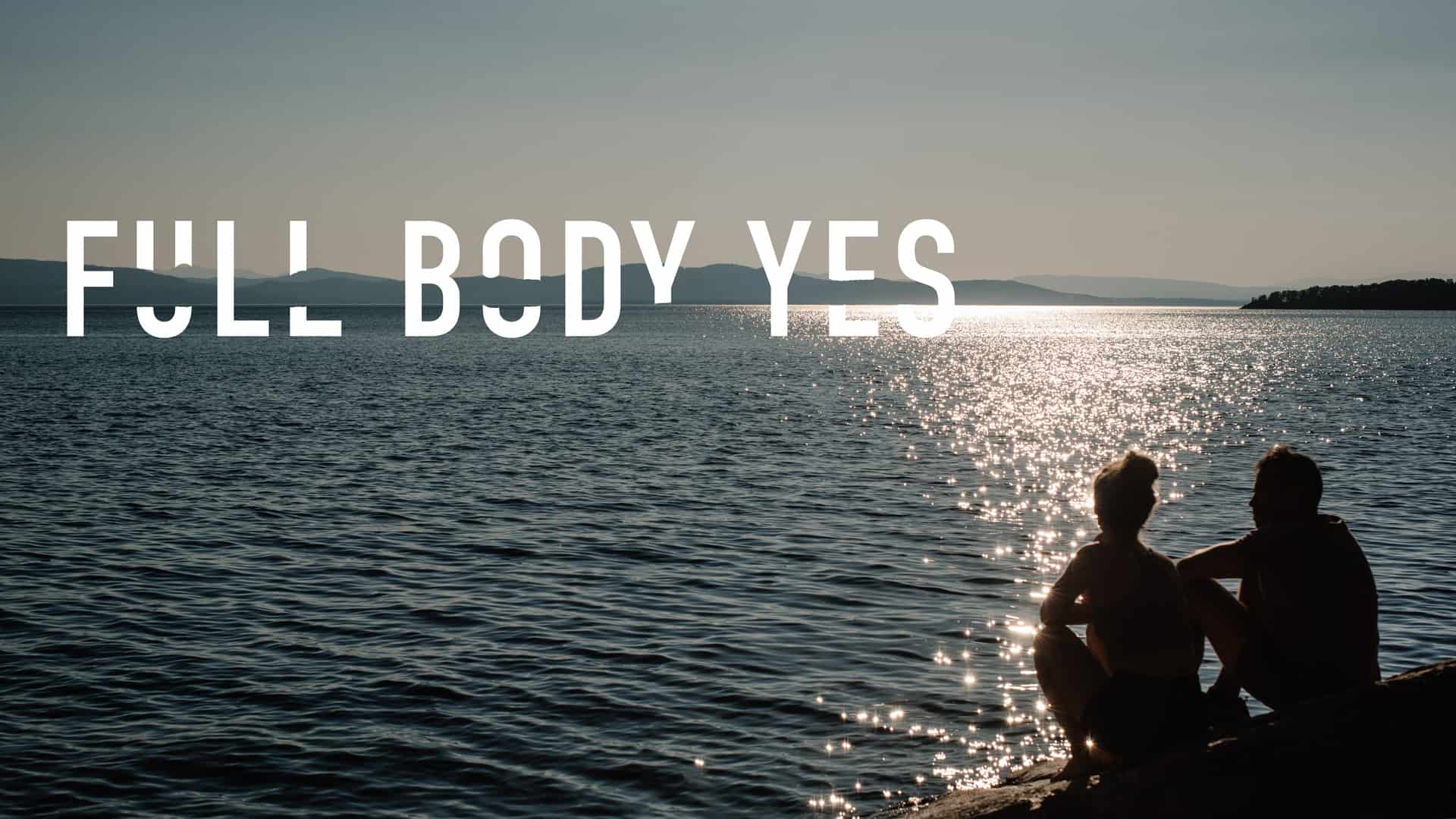 "full body yes" two people sitting on water edge